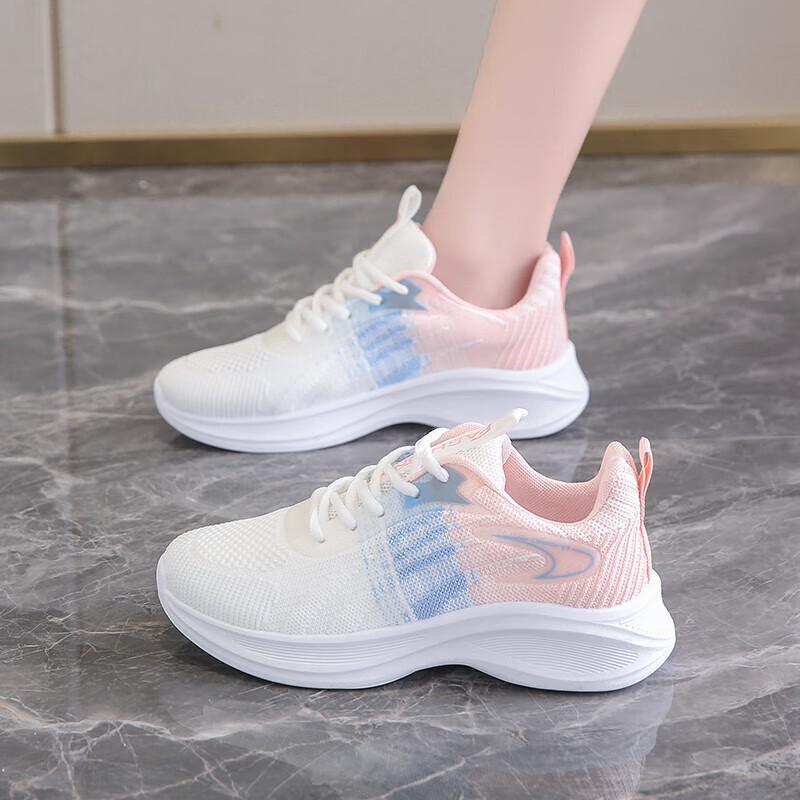 

2025 summer women s shoes sports shoes soft sole light non-slip student running shoes mesh breathable travel casual shoes women 40 белый