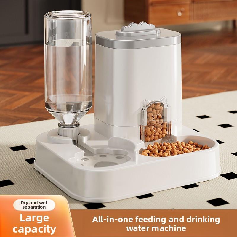 Automatic Cat & Dog Water Dispenser with Integrated Food Basin - Easy Cleaning & Hydration - Durable Pet Hydration Solution, Automatic Pet Feeder