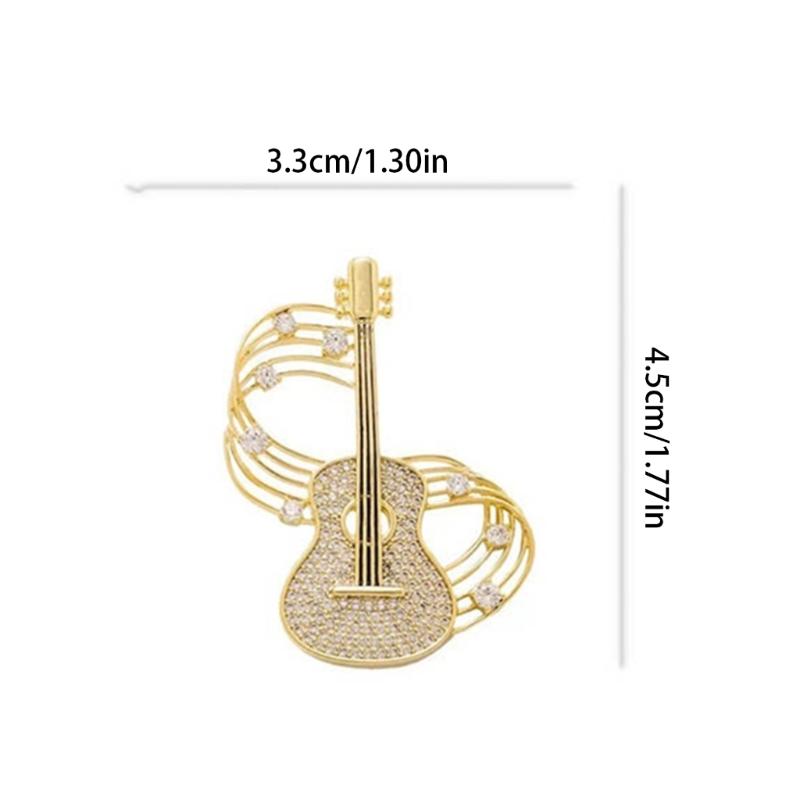 Music Note Guitar Brooch Comfortable Wear Secure Lock Lapel Pin Musical Clothing Accessories Accessory For Daily Wear
