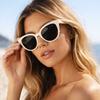 1pc Classic Cat Eye Sunglasses for Women with Round PC Frame Sun Protection Gradient Lenses Shades for Street Style Daily Use