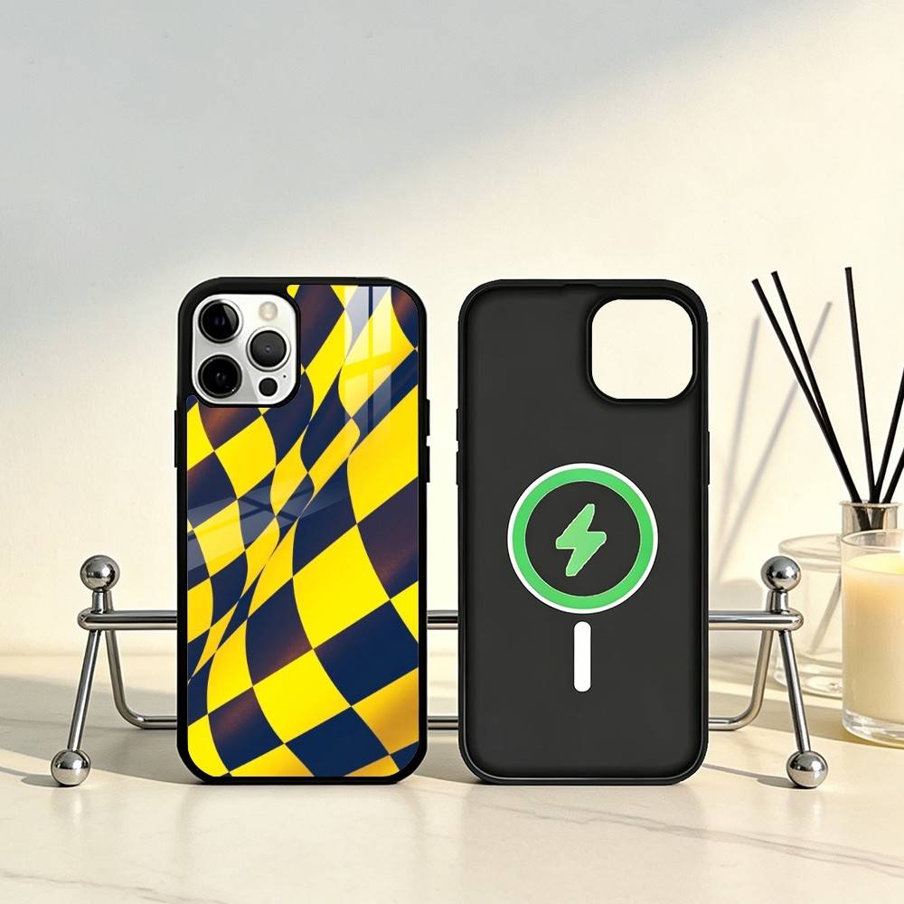 Racing Checkered Flag Phone Case For iPhone17,16,15,14,13,12,11 Plus,Pro Max Magnetic For Magsafe Wireless Charging