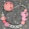 Free Personalised BPA Free Silicone Baad Dummy DIY Silicone Baby Pacifier Custom Clip Name Colorful Pacifier Chain Teething Gift