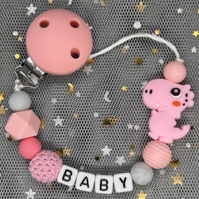 Free Personalised BPA Free Silicone Baad Dummy DIY Silicone Baby Pacifier Custom Clip Name Colorful Pacifier Chain Teething Gift