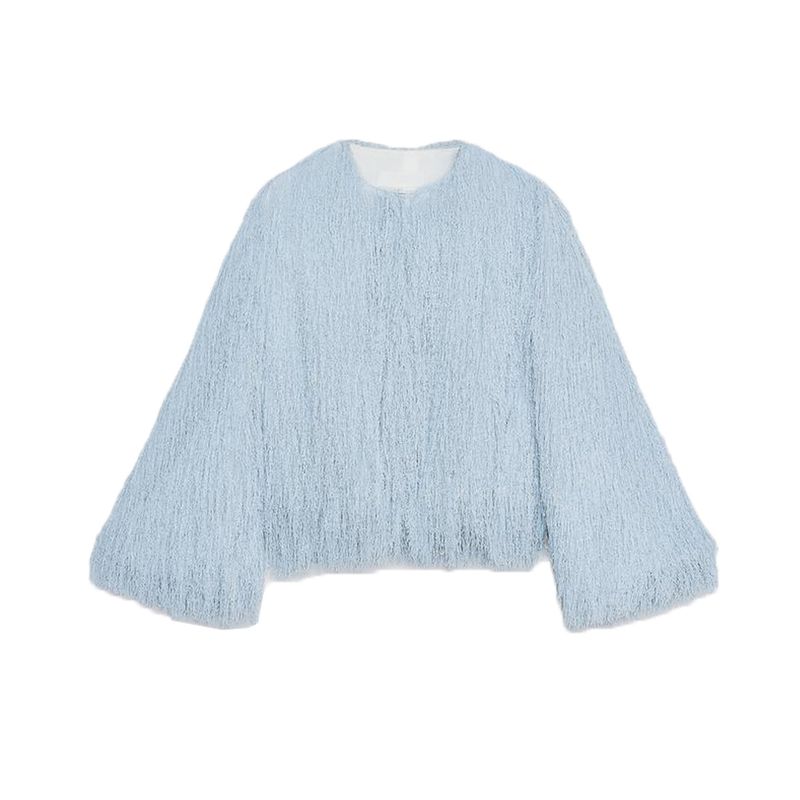 New Fall Women's Clothing round Neck Fashion Loose Decorated Tassel All-Matching Jacket Long Sleeves Outwear 8376857