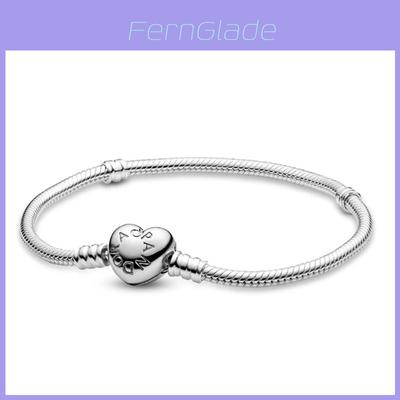 Stylish And Romantic Pandora Heart Clasp Charm Bracelet With Snake Chain And Box