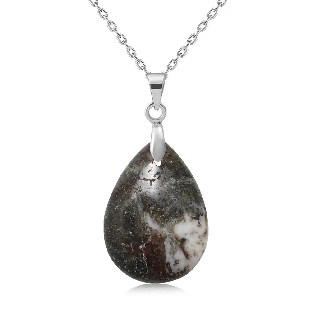 New Fashion Natural Stone Crystal Pendant Teardrop Simple Pendant Necklace Earrings Making Jewelry With Chain Collar