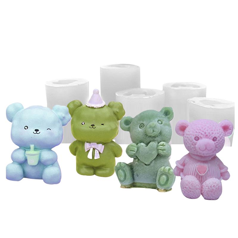 3D Silikonová forma na svíčky DIY Roztomilý medvídek Svíčka pro mazlíčky Čokoláda Led Dort Výrobní potřeby Ručně vyráběné mýdlo Sádra Pryskyřičná forma Dekor Dárky