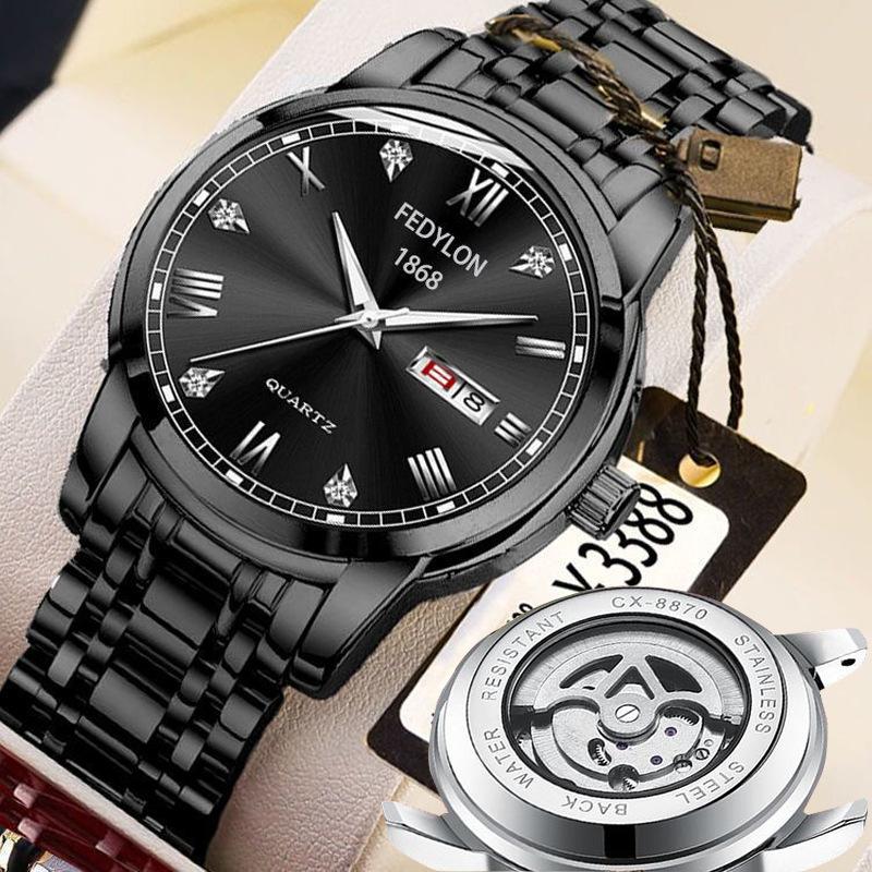 Fatilon Automatic Non-Mechanical Watch Tourbillon Luminous Waterproof Watch Men'S Pouch Drill Dial High-End Watch