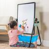 Children's Easel, Double-sided Blackboard and Whiteboard, Made of Iron, Foldable, 360 Degree Rotation, with Storage Basket, Height Adjustment Range