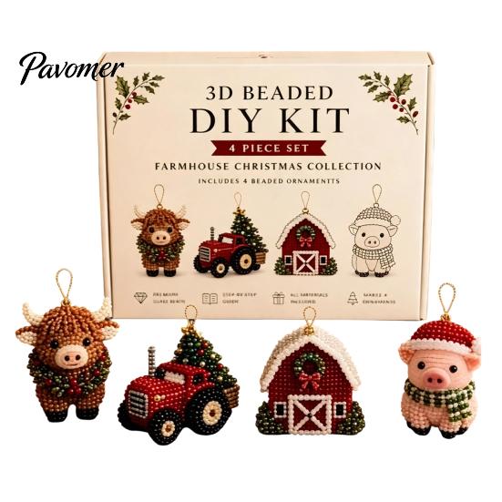 Creative Diy Arts And Crafts 3D Beaded DIY Kit, Lifelike Christmas Animal Beading Craft Set, Easy Kit for Beginners Handmade Embroidery Kids