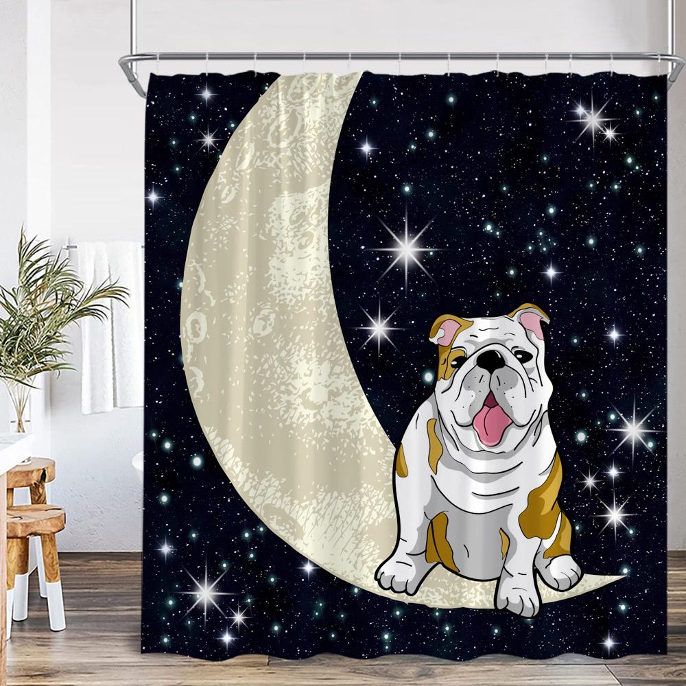 Zabawna Kreskówka ze Zwierzętami Zasłona Prysznicowa Kąpiący się Pies Zwierzęta Gospodarskie Wiejski Wystrój Łazienki Dziecko Dziecko Poliestrowa Zasłona Kąpielowa z Hakiem