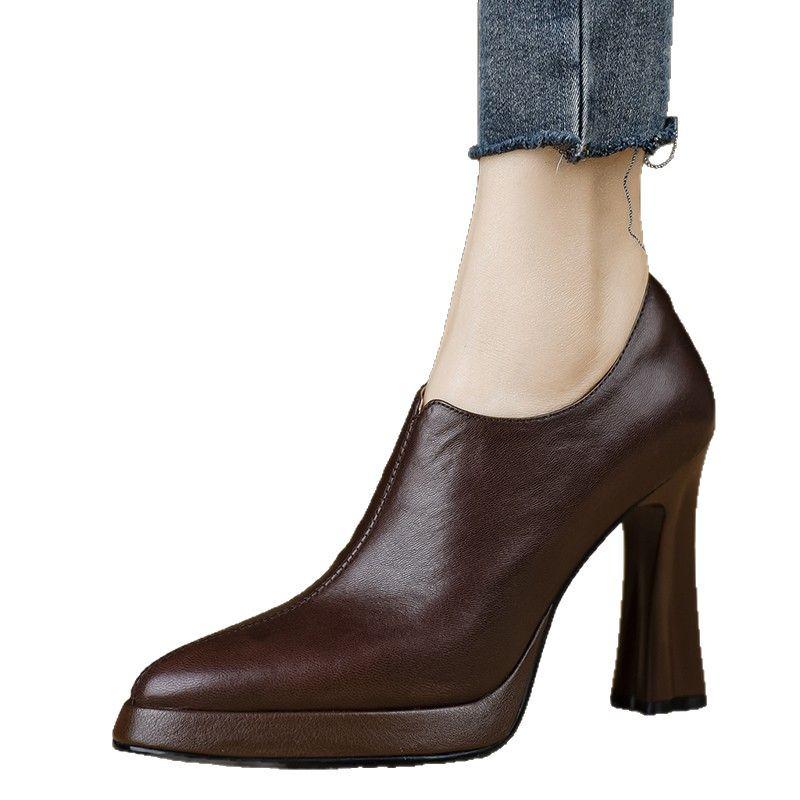 Pointed Toe Women's Chunky Platform Heels - 2025 European & American Style Ankle Boots