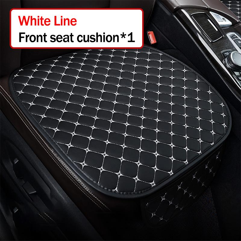 

Kcimo Pu Leather Car Seat Cover Seat Back Soft Cushion Universal Front and Rear Car Seat Cushion Chair Carpet Pad Four Seasons Style 1 White
