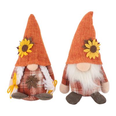 2 Pcs Sunflower Gnomes Decorations Cute Dwarf Figurines Handmade Plush Stuffed Gnomes for Holiday