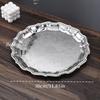 European-Style Cake Plate,Exquisitely Carved Flower Texture Creative Display Metal Coffee Cup Tray,Home Dessert Plate Decoration