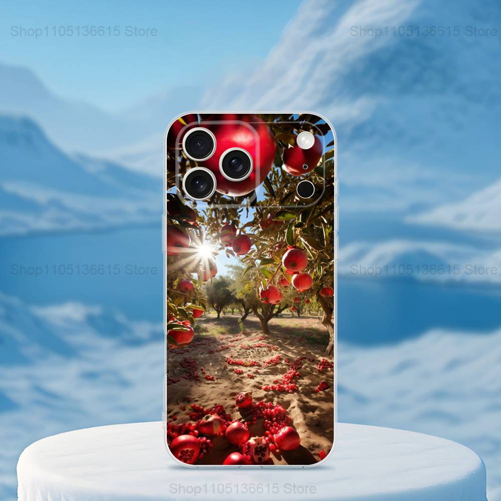 

Tasty Fruit Pomegranate Phone Case For iPhone 16,15,14,13,12,11,17 Pro,Max,Plus,X,XS,XR,SE,Air Mini Transparent Soft Cover iPhone15PROMAX
