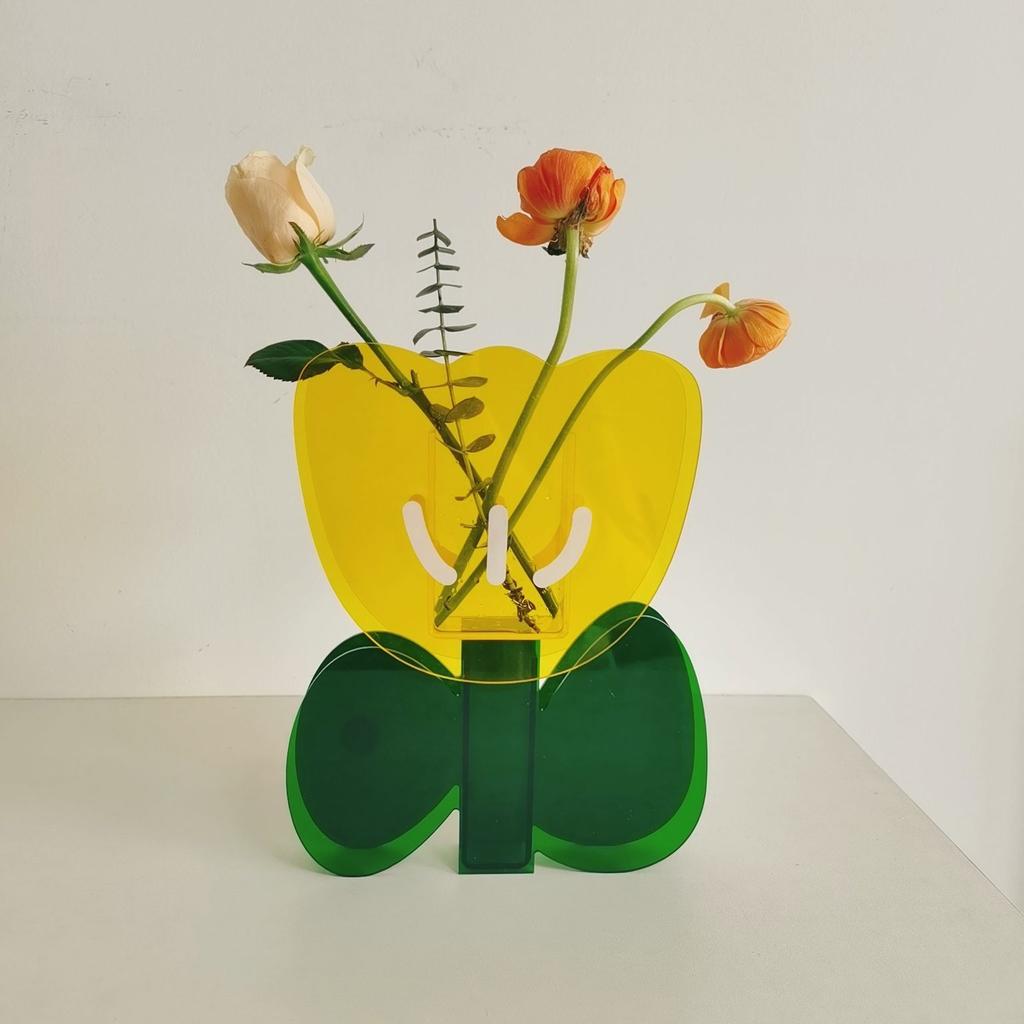 Ins-Stil Acrylvase Kreative Kunst Wellige Blume Hydroponische Blumenanordnung Tischdekoration Transparente Vase