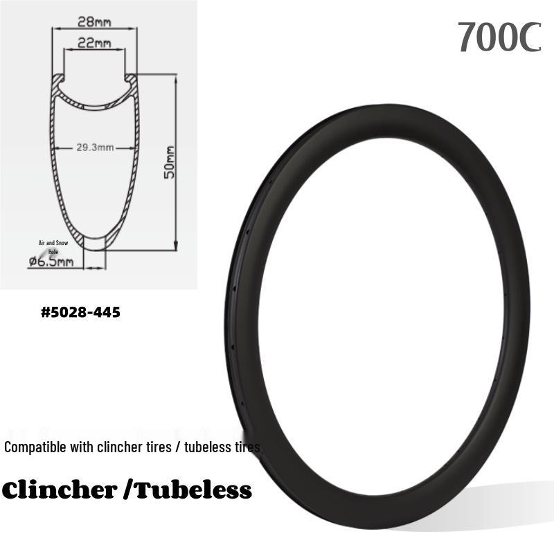 700C Ultra-Light Carbon Fiber Road Bike Wheelset with High Profile and Disc Brake Compatibility