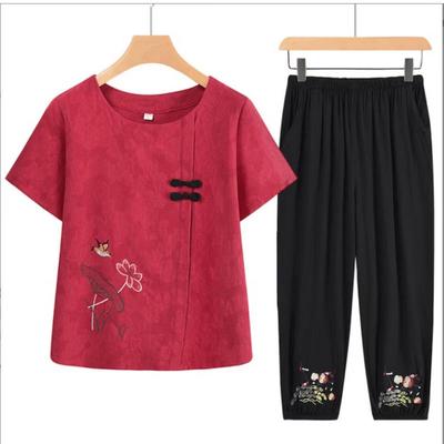 Yuzhaolin Damen Sommer Kurzarm Lounge Pyjama Set