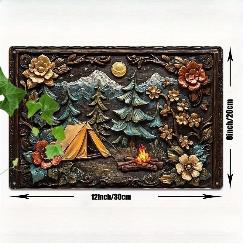 

2d Flat 30*20cm, Vintage Tent and Bonfire in The Woods Wooden Wall Art, Durable Wooden Sign for Bedroom Decor, for Home, Kitchen, Garden, Bedroom, Bar 30*20cm