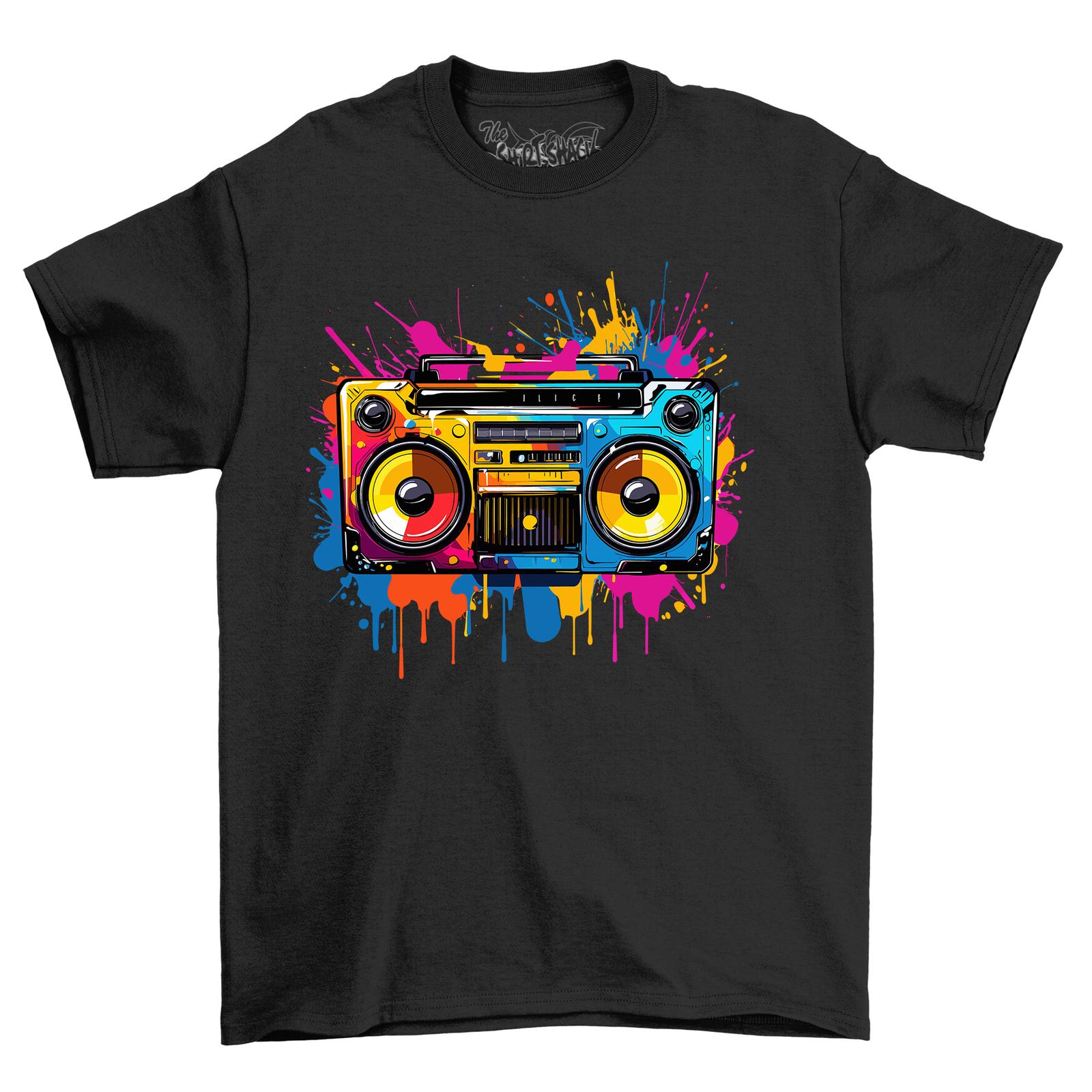 Music Boom Paint Drip Design T-Shirt Mens Womens Tees Top - Groovy and Vibrant! Funny T-Shirt Mens Womens Tees Top, Unisex S