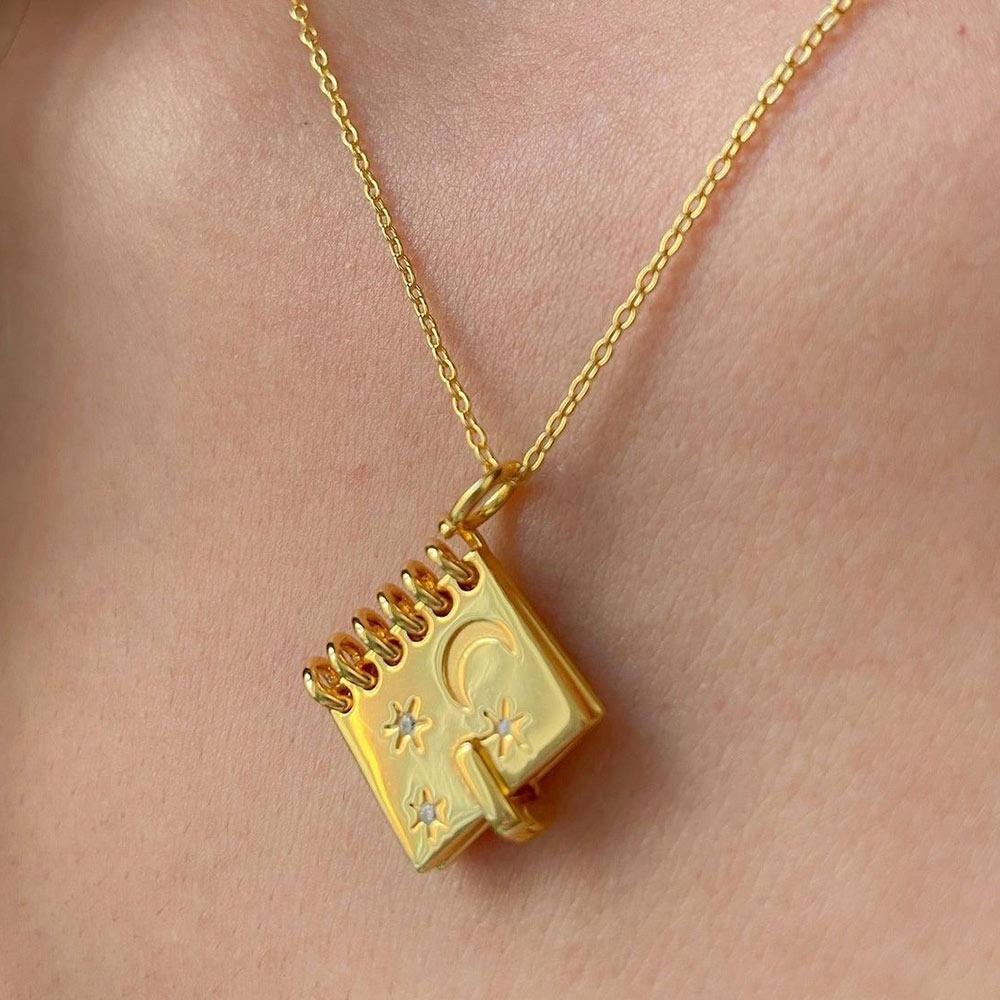 

Подвеска-мини-книжка с посланием из нержавеющей стали, ожерелье, ювелирные аксессуары золотой