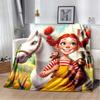 Pippi Langstrumpf Flanelldecke, Cartoon Pippi Schatztruhe Piratenschiff Druck Überwurfdecke, Weiche Leichte Decke für Sofa Bett Couch