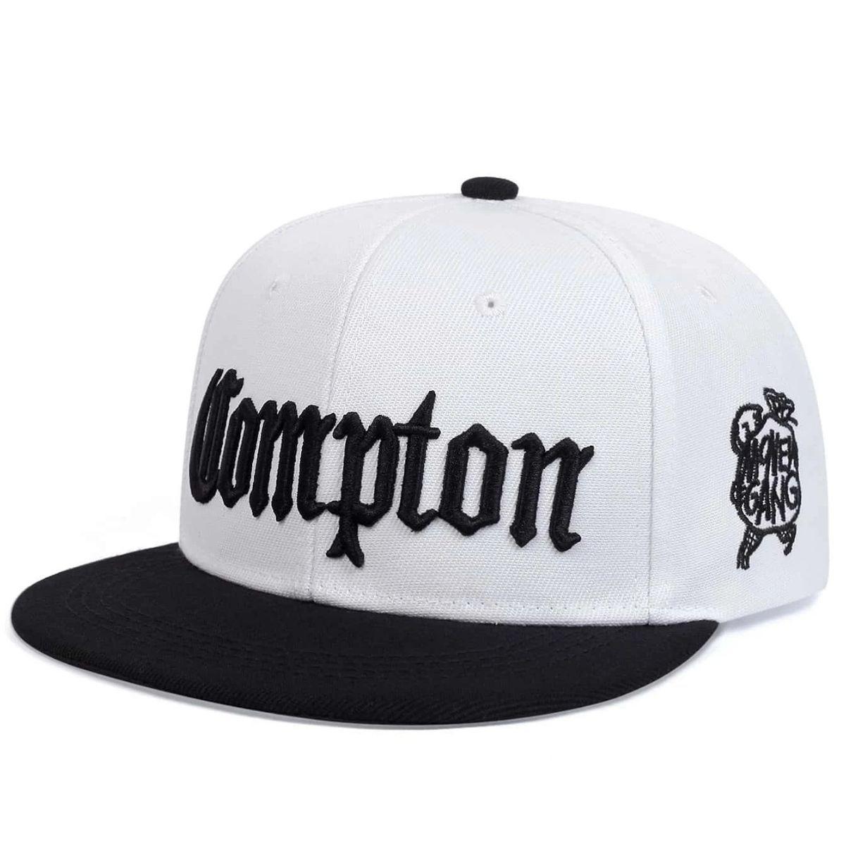 Nouvelle Casquette Compton Street Dance Snapback Hip Hop Headwear pour Hommes Femmes Adultes Extérieur Décontracté Protection Solaire Casquette de Baseball (WHITE,One Size) blanc