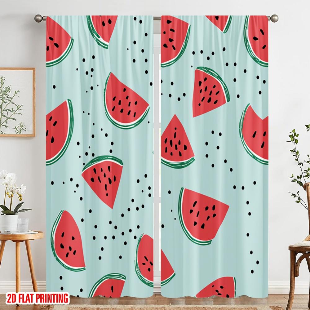 2 peças, Impressão plana 2D Cortinas Estores Rolô Fatias de melancia espalhadas Poliéster Versátil (sem vara) Decorações para exteriores