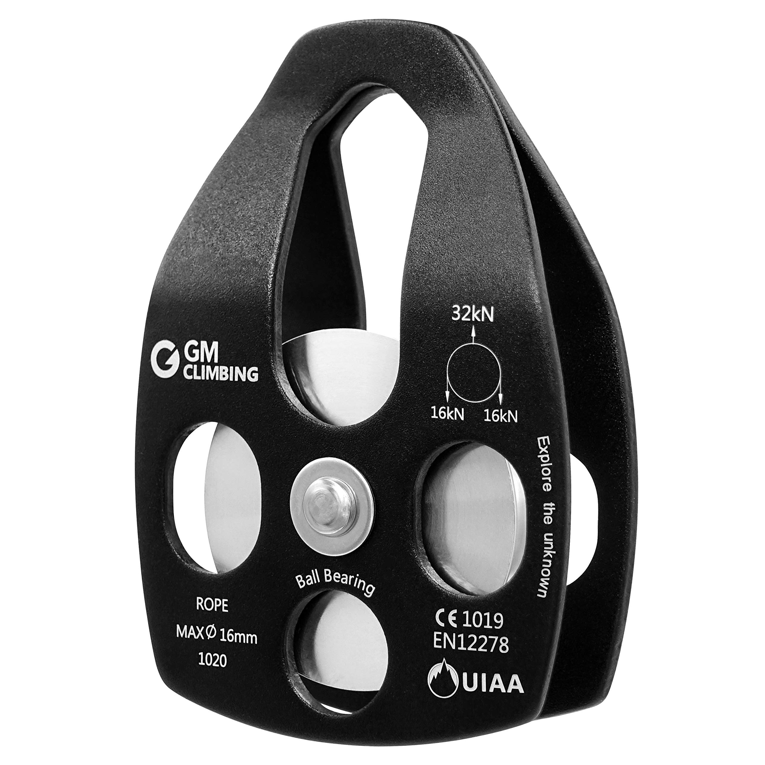 

GM CLIMBING CE UIAA Certified 32kN Ball Bearing Large Climbing Pulley Rescue Arborist Special Logging High Place Work Pulley System Training Single