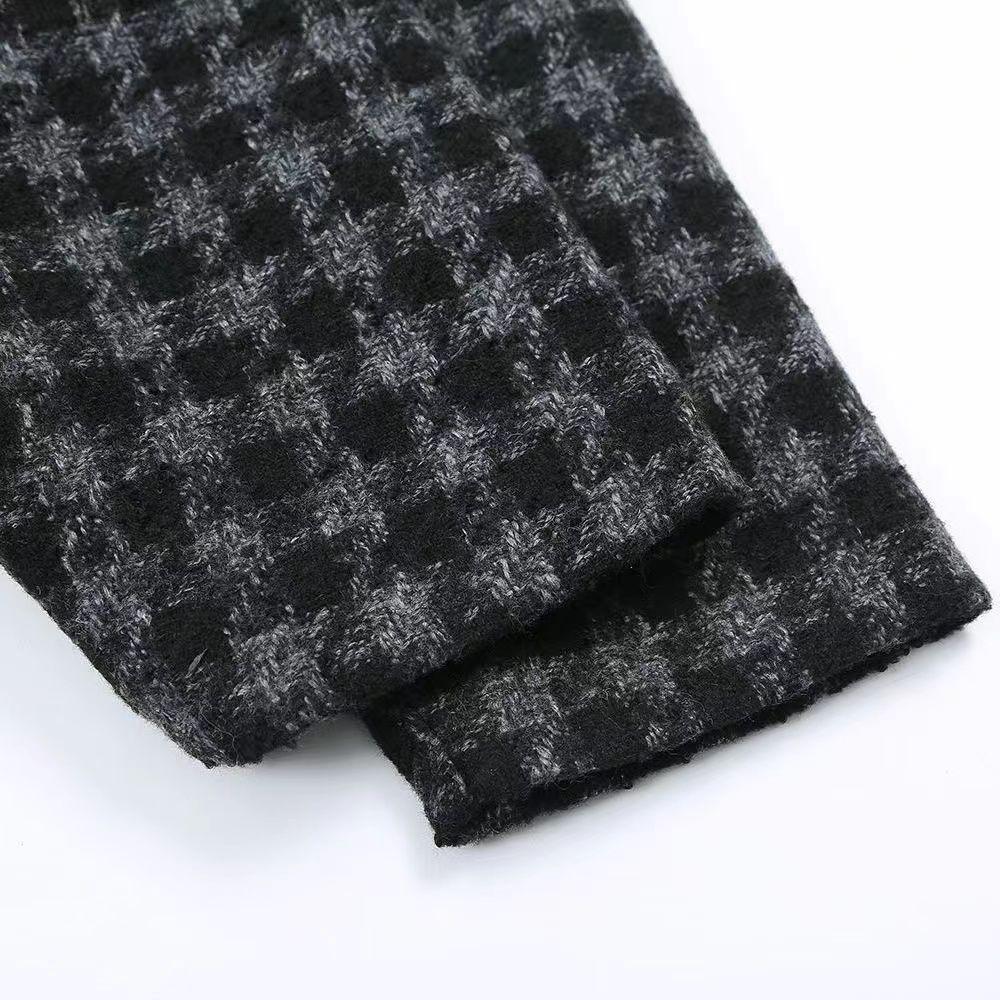 2025 Autumn/Winter Plus Size Women's Plaid Wool Coat - Loose Slim Fit, Mid-Length, Thickened