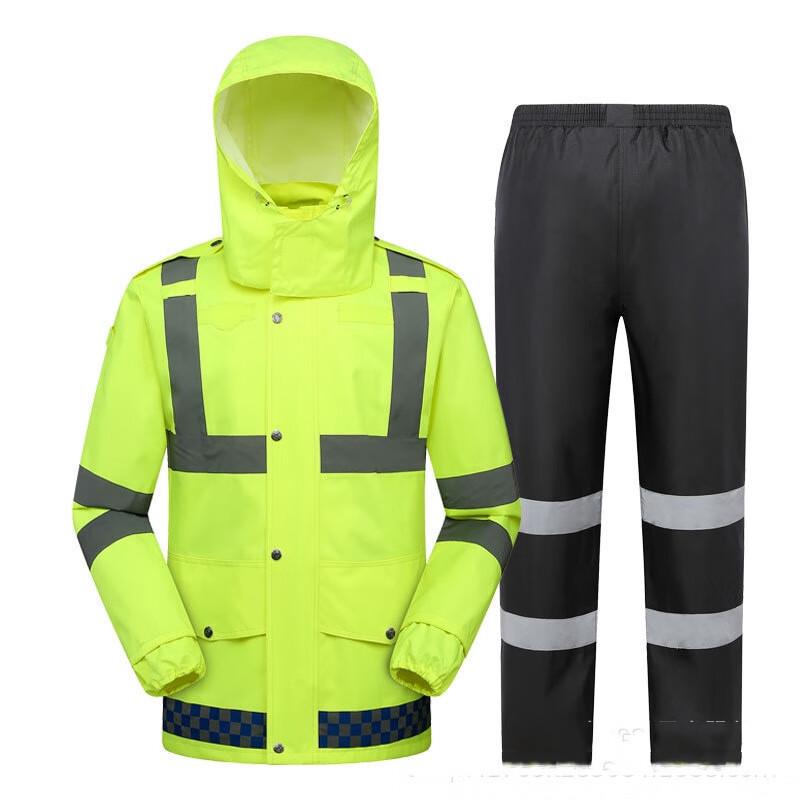 OEING 300D Fluorescent Green Reflective Raincoat Set M-XXXXL