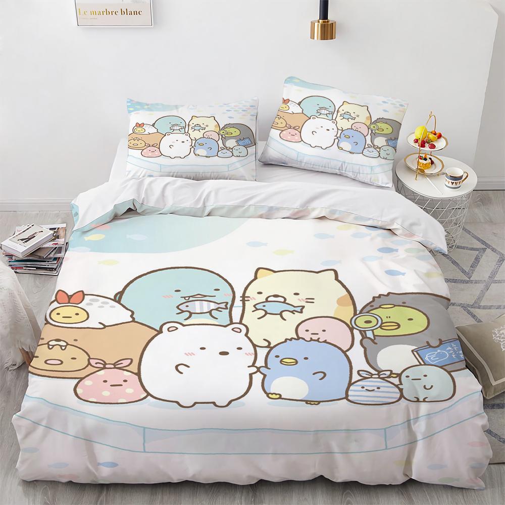 Anime Kawaii Cartoon Sumikko Gurashi Bedding Set Boys Girls Twin Queen Size Duvet Cover Pillowcase Bed Kids Adult