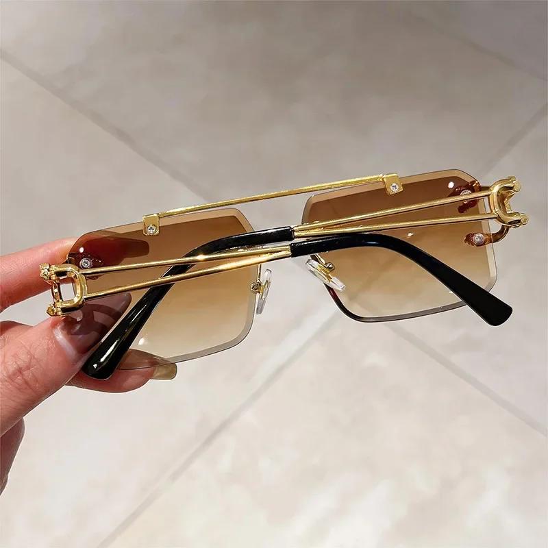 Sunglasses Men Fashion Rimless Sun Glasses Shades Lens Ladies Frameless Eyeglasses