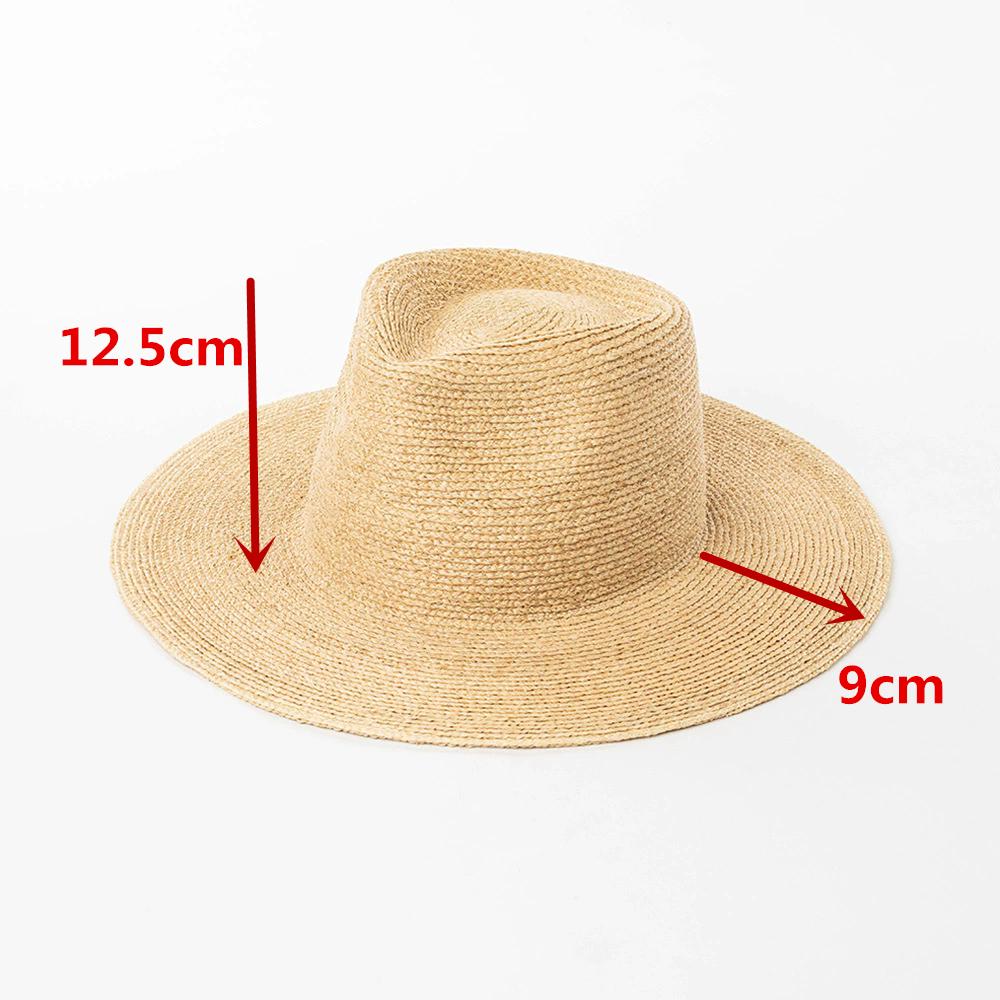 

202601-hh5395A Breathable ins chic summer solid Natural raffia grass classic fedoras cap men women panama jazz hat head size 59cm бежевий