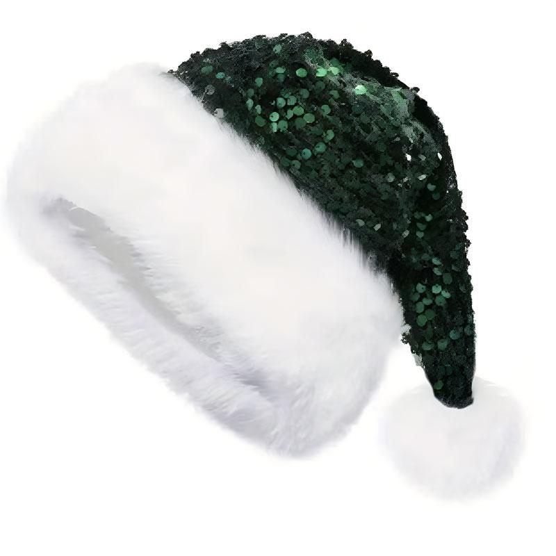 1pc Sequin Kids with Long Fluffy Solid Color Glitter For Adult Santa Claus Hat