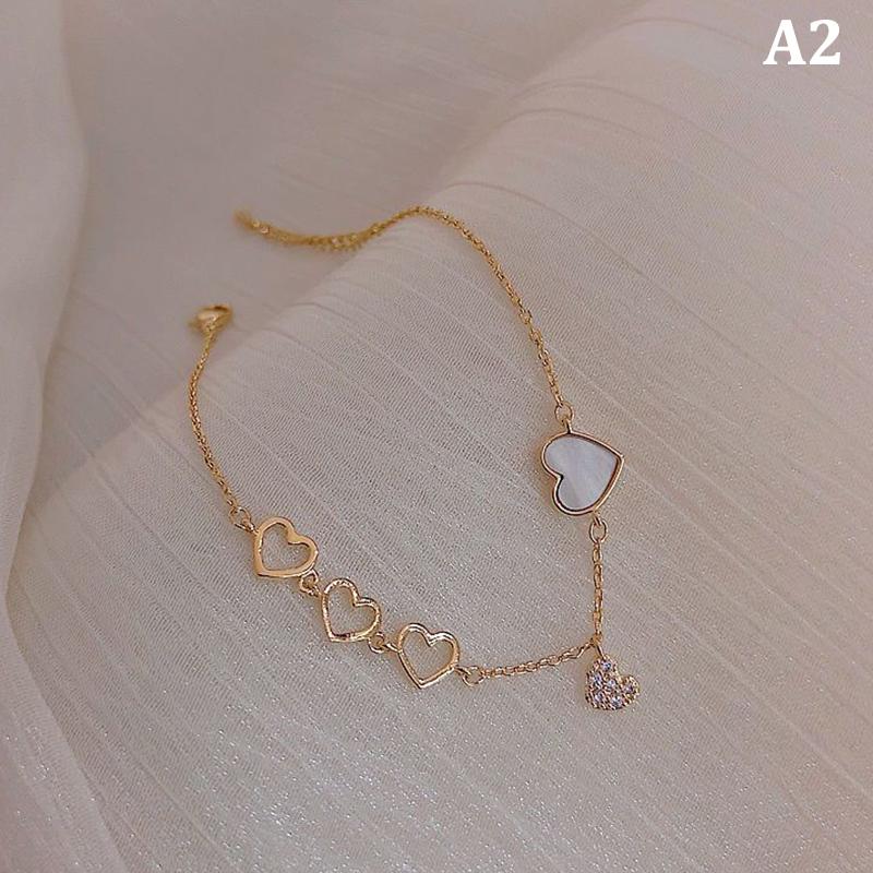 

Простий браслет кохання, жіночий рожеве золото, дикий червоний персик, серце Lucky Student білий