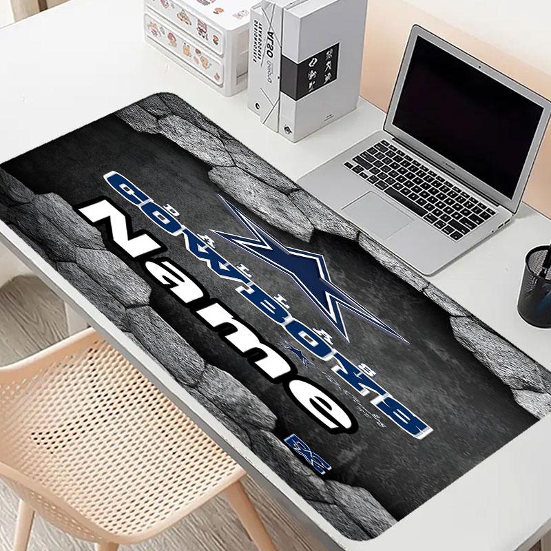Custom Name Personalized Dallas Cowboys Pattern Mousepad, Laptop PC Desk Mat, Decorative Desk Mat for Home Keyboard Pad Gift