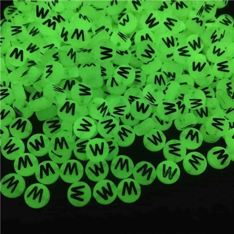 100-500PCS Acrylic Luminous A-Z 26Letter Beads Loose Spacer Alphabet Beads For Jewelry Making DIY Charms Bracelet Necklace