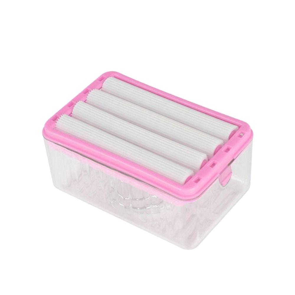 

Двошаровий роликовий ящик для мила Пластиковий тримач Спінений тримач для мила Ванна кімната рожевий