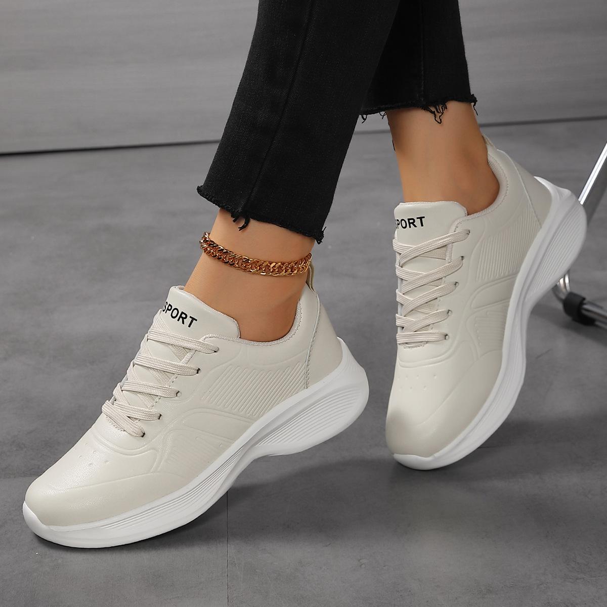 

Fashion Shoes Woman Trend Autumn Casual Non-Slip PU Soft Light Breathable Flats Platform White Black Women Sneakers Ladies Trainers 42 белый