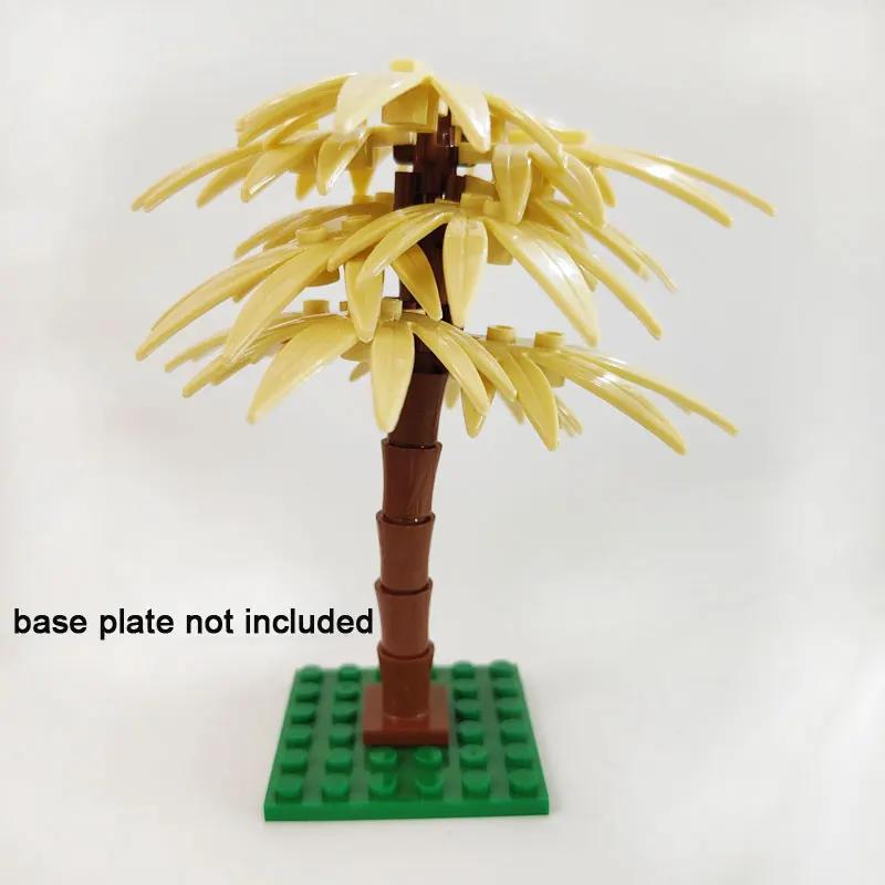 Small Building Blocks Palm Coconut Tree Green Garden Landscape Tropical Beach Plant Block Compatible Lego Brick Toy for Children