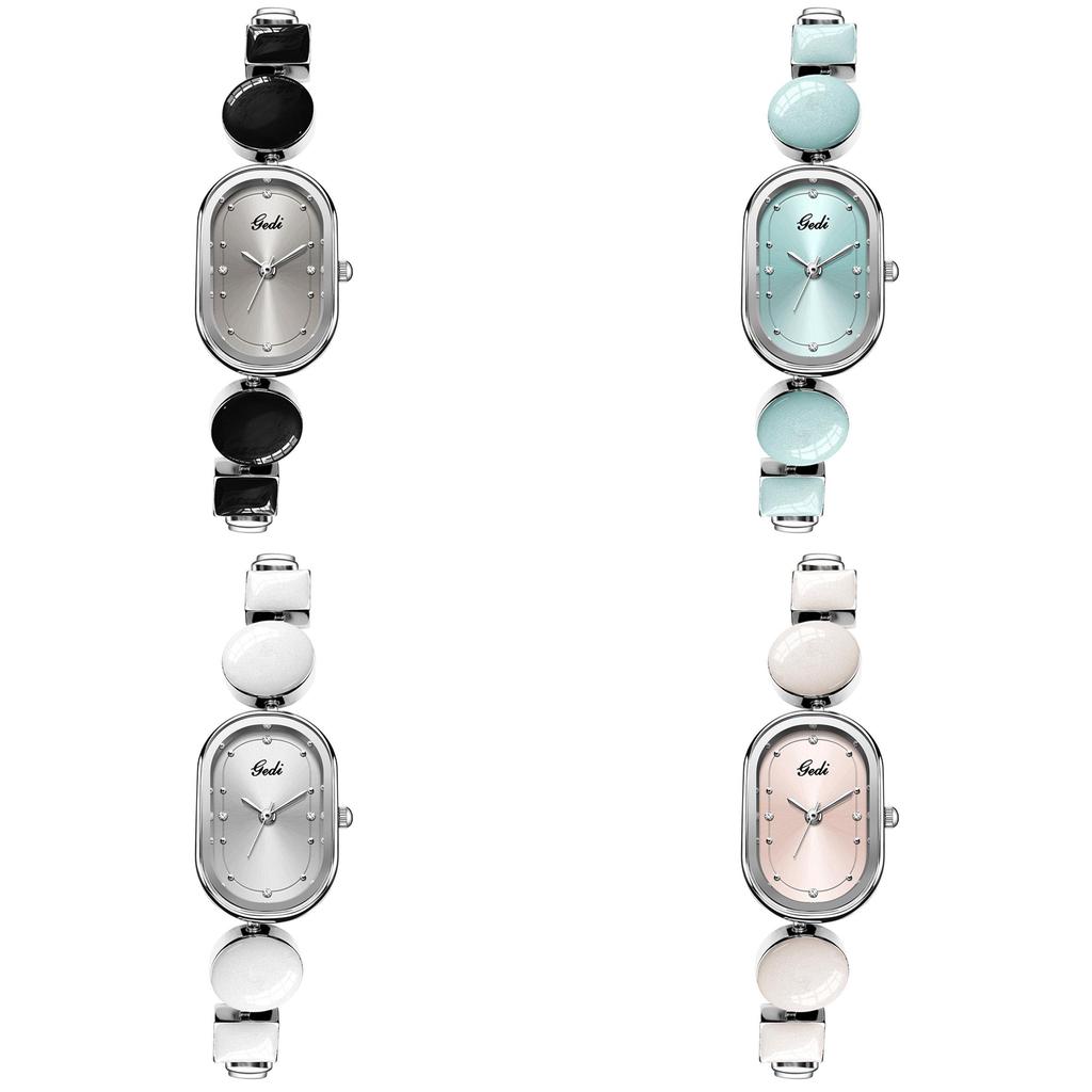Gedi Artistic Elliptical Womens Quartz Watch With Decorative Dial For Fashion Ladies