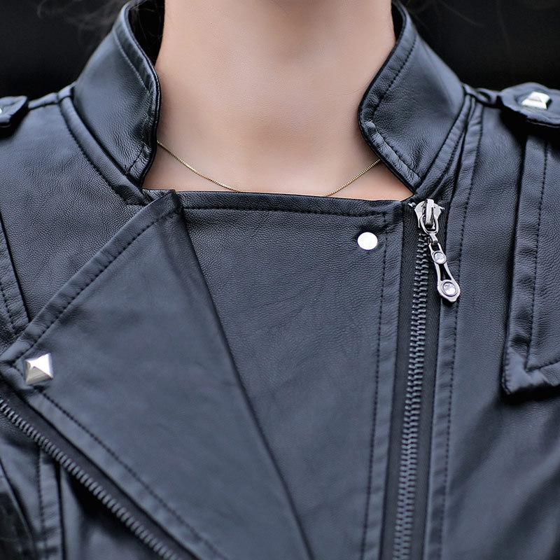 Women's Leather Jacket Autumnal Short Leatherette Jacket Thickened Cotton Pu Leather Jacket Leather Jacket Women