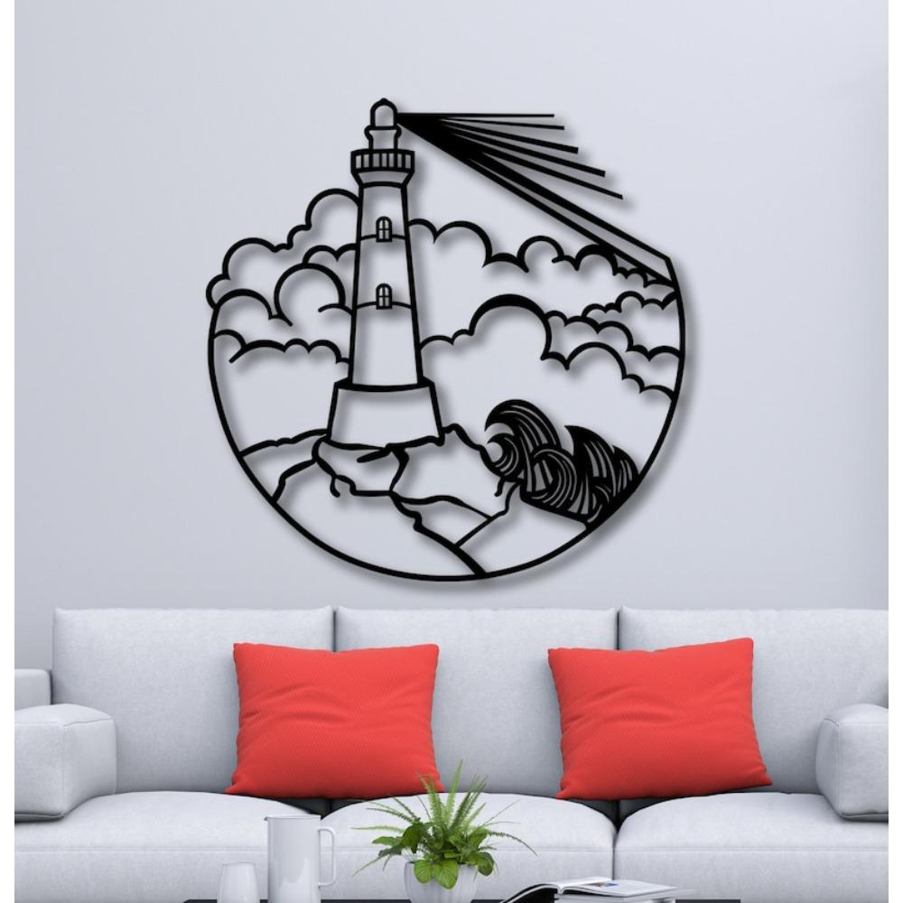 Nautical Lighthouse Metal Wall Art, Sea Life Marine Decor