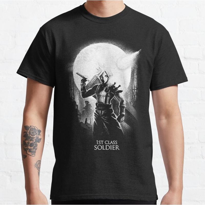 Final Fantasy Cloud Moon - Cloud Strife Gift t shirt for RPG gamer 100% cotton Short Sleeve Graphic Clothes All size tops S разноцветный