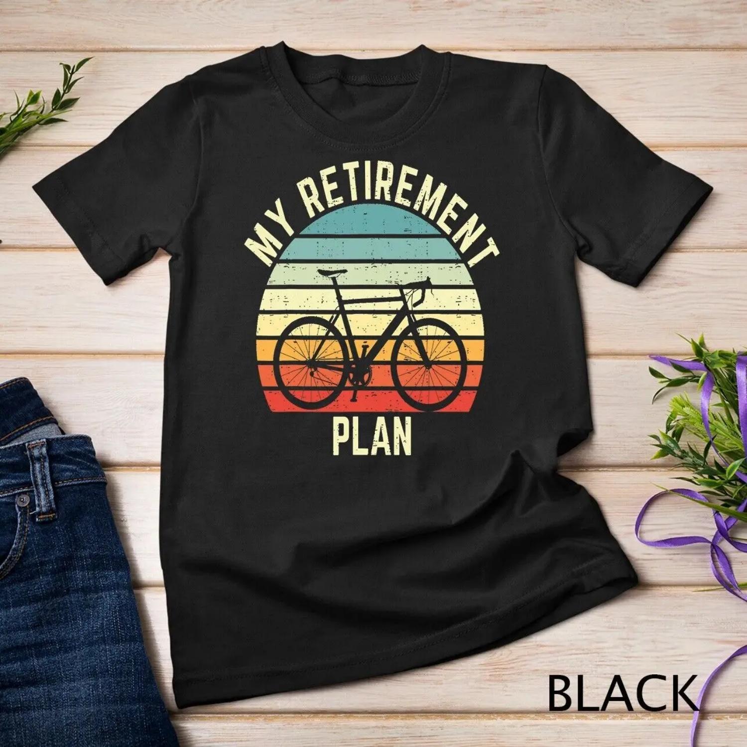 vintage bike cycling my retirement plan bicycle ride cyclist T shirt S чёрный