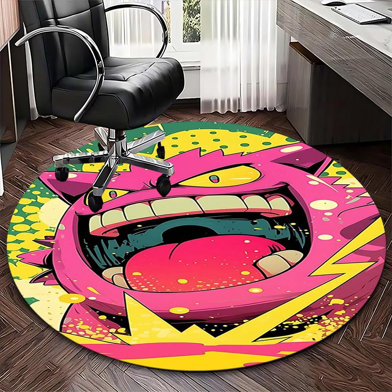 1 Stück Anime Monster Runder Teppich - Bürostuhlmatte, Rutschfester Teppich für Heimdekoration, Wohnzimmer, Schlafzimmer, Spielzimmer