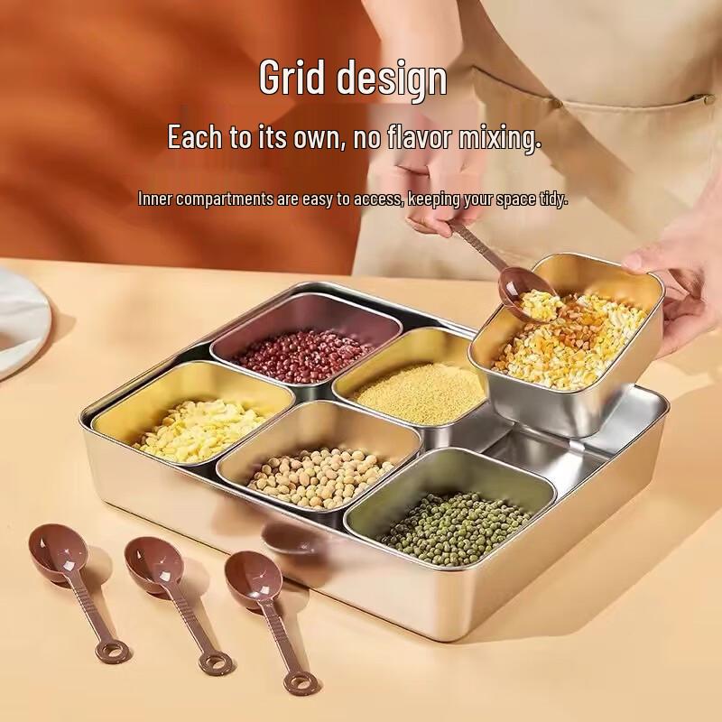 OLOEY 304 Stainless Steel 8-Compartment Condiment Box