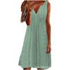 Women's Sleeveless Midi Dress V Neck Mid Rise Elegant Commuter Style Hollow Embroidery A Line Dress Plus Size Casual Dress